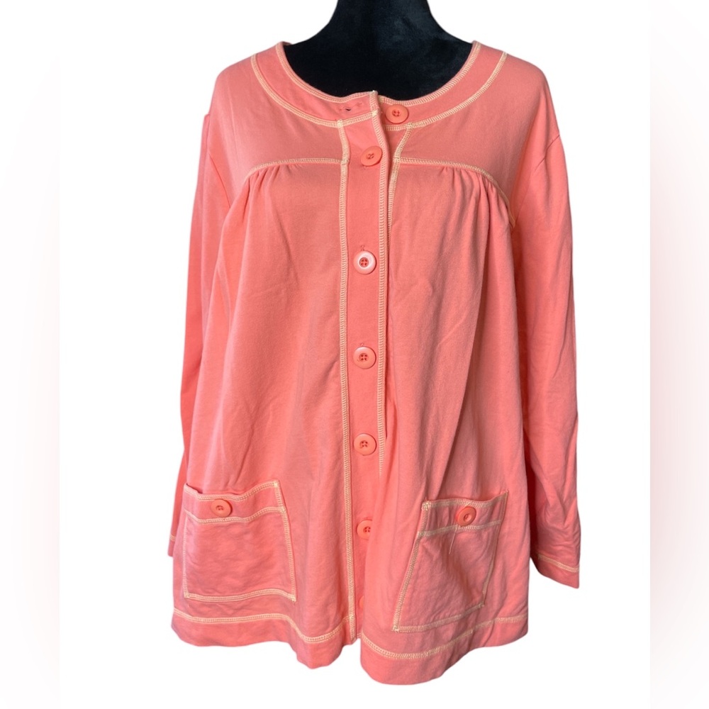 Sport Savvy Coral Orange Button Down Blouse or Jacket